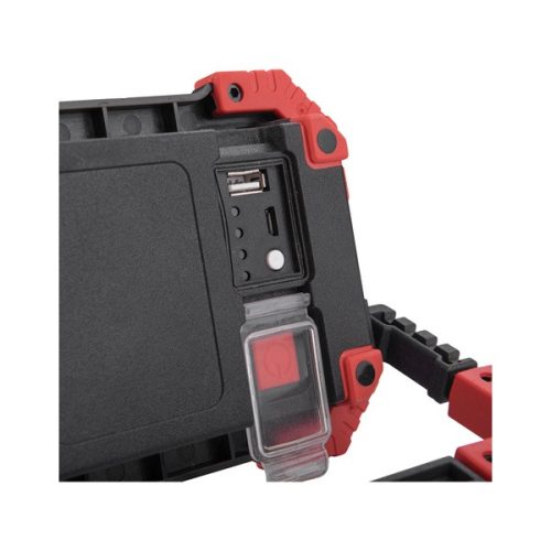 hordozható LED lámpa (reflektor), 10W; 1000 Lm, IP54, Li-ion akkus, 4400 mAh, USB tölthető, Power Bank funkcióva 0,36 kg