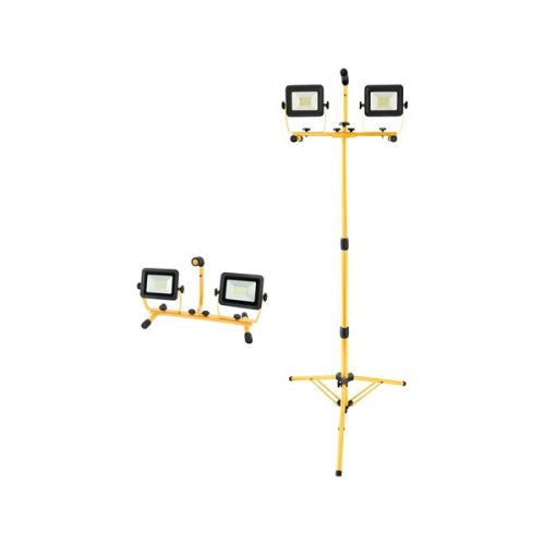 hordozható LED lámpa, 2×30 W, reflektor; 2×2700 Lm, teleszkópos állvánnyal, 230V/50Hz