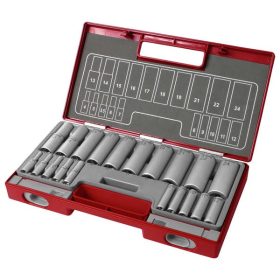   hosszított dugófej klt. 1/2", 1/4", 20db; 61CrV5 FORTUM