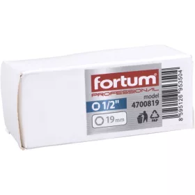   gépi (impakt) dugófej 1/2", 19 mm; vékonyfalú, ALU felnihez FORTUM