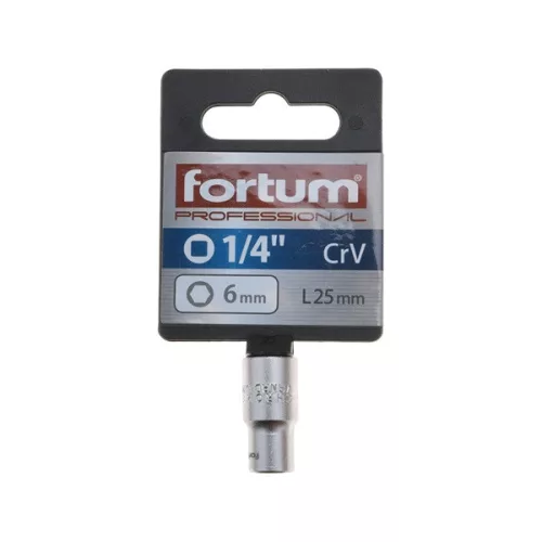 dugófej, 1/4", 6mm, 61CrV5, mattkróm, 25mm hosszú