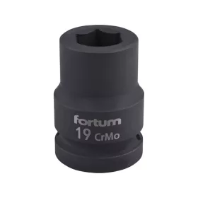   gépi (impakt) dugófej 3/4", 19mm, L 52 mm, feketített, FORTUM