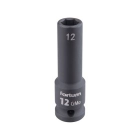   gépi (impakt) dugófej 1/2", 12 mm, L 78 mm, feketített, FORTUM