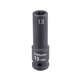   gépi (impakt) dugófej 1/2", 13 mm, L 78 mm, feketített, FORTUM