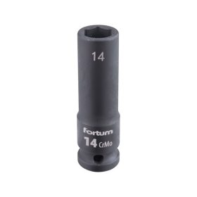   gépi (impakt) dugófej 1/2", 14 mm, L 78 mm, feketített, FORTUM