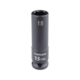   gépi (impakt) dugófej 1/2", 15 mm, L 78 mm, feketített, FORTUM