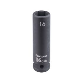   gépi (impakt) dugófej 1/2", 16 mm, L 78 mm, feketített, FORTUM