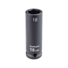   gépi (impakt) dugófej 1/2", 18 mm, L 78 mm, feketített, FORTUM