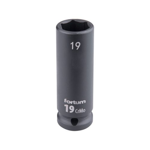 gépi (impakt) dugófej 1/2", 19 mm, L 78 mm, feketített, FORTUM