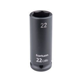   gépi (impakt) dugófej 1/2", 22 mm, L 78 mm, feketített, FORTUM