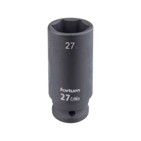   gépi (impakt) dugófej 1/2", 27 mm, L 78 mm, feketített, FORTUM