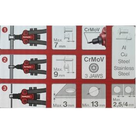   szegecsanya- és popszegecshúzó fogó, 3az1ben, kétkaros; 260mm, CrVMo fej, FORTUM