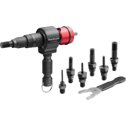 adapter klt. fúrógéphez, POP-NUT szegecsanyákhoz, 6 db, M3-M4-M5-M6-M8-M10-M12; 8 mm (5/16") hatszög befogás, FORTUM