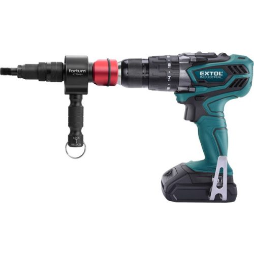 adapter klt. fúrógéphez, POP-NUT szegecsanyákhoz, 6 db, M3-M4-M5-M6-M8-M10-M12; 8 mm (5/16") hatszög befogás, FORTUM