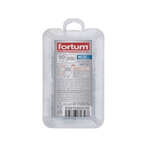 szegecscsavar klt. 50 db, M5, horganyzott acél  FORTUM