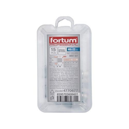 szegecscsavar klt. 15 db, M8, horganyzott acél, FORTUM