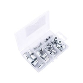   szegecsanya klt. 40 db, M3-M8, POP-NUT, horganyzott acél, kerek, nyitott, lapos peremű, rovátkolt FORTUM