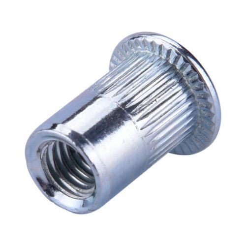 szegecsanya klt. 30 db, M6, POP-NUT, horganyzott acél, kerek, nyitott, lapos peremű, rovátkolt FORTUM