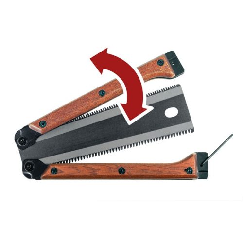 fafűrész, összecsukható, teljes/penge hossz: 300/140 mm, teflon bevonatú penge SK5 acélból, kétoldalas