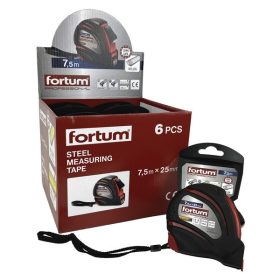   mérőszalag, 1 stop, ABS ház, gumírozott; 7,5×25mm nylon bevonatú szalag, mágneses vég