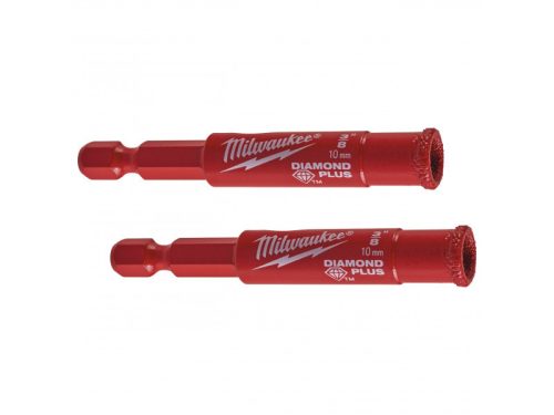 MILWAUKEE Gyémánt körkivágó 10 mm vizes/száraz Diamond Plus™ bit befogással (2 db)