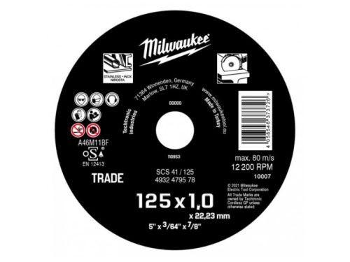 MILWAUKEE Vágókorong fémre 125 x 1,0 x 22,2 mm ECO SCS 41