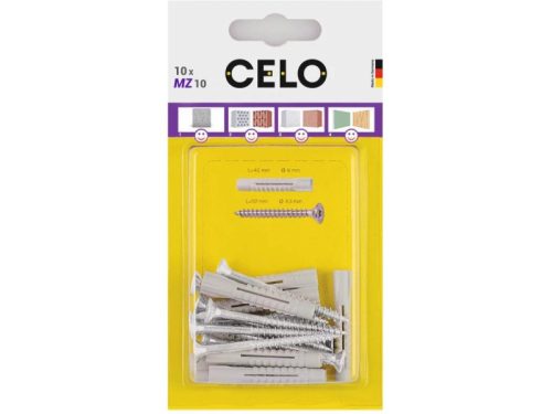 CELO MZ univerzális műanyag dübel 10 x 60 + 6,0 x 80 facsavar (5 db)