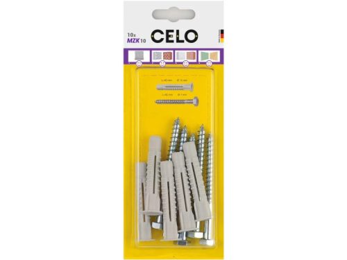 CELO MZK univerzális galléros műanyag dübel 10 x 60 + 7,0 x 80 hatlapfejű csavar (5 db)