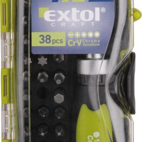   racsnis BIT csavarhúzó klt.; 38db-os, CrV., irányváltós, mágneses, műanyag dobozban