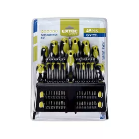   csavarhúzó klt. 49 db, CrV, mágneses, 4db lapos + 4 db PH + 8 db órás csavarhúzó + BIT-ek, műa. tartóállvány, bliszteren