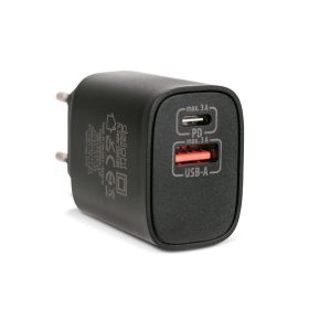   Hálózati Adapter USB + Type-C PD20W gyorstöltéssel - fekete