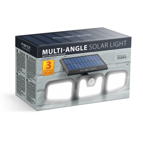 Mozgásérzékelős szolár reflektor - karos, forgatható - 3 COB LED