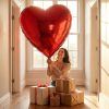 Óriás lufi - piros szív - fólia - 79 cm