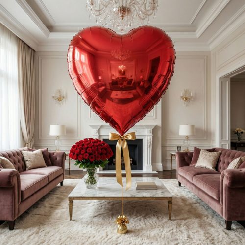 Óriás lufi - piros szív - fólia - 79 cm