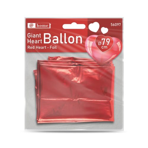 Óriás lufi - piros szív - fólia - 79 cm