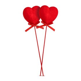  Leszúrható szív szett - piros plüss, habszivacs - 28 cm - 2 db / csomag