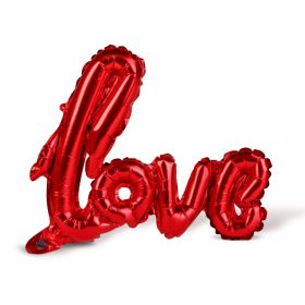   Lufi - "LOVE" felirat - metál bordó, fólia - 55 cm