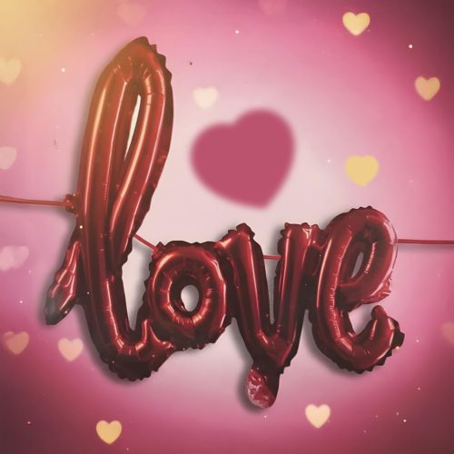 Lufi - "LOVE" felirat - metál bordó, fólia - 55 cm