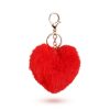 Kulcstartó - szív alakú - plüss, piros - 13 x 10 cm