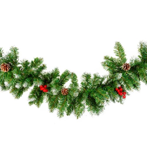 Fenyő girland - zöld, havas - 200 cm - PVC