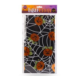   Halloween-i asztalterítő - alumínium hatású - 137 x 183 cm - tök, pókháló