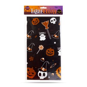   Halloween-i asztalterítő - alumínium hatású - 137 x 183 cm - apró motívumos