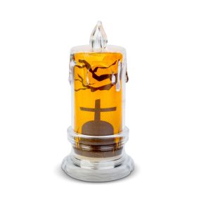   Halloween-i LED gyertya dekoráció - sírkő - narancs LED - 3 x LR1130 - 5 x 5 x 10 cm