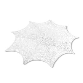   Halloween-i dekoráció - pókháló alátét - ezüst - Ø37 cm - műanyag