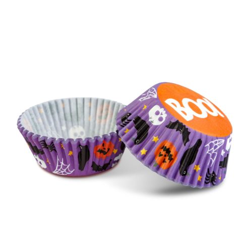 Halloween-i dekoráció - muffin papír szett - 50 db - 4 féle - 7 x 5 x 3,2 cm