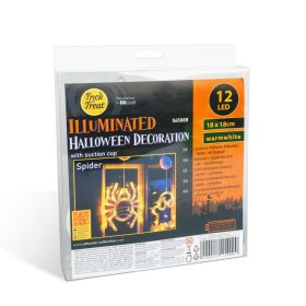   Halloween-i világító dekoráció - pók - tapadókorongos - 12 LED - 20 x 18,5 cm - 3 x AAA