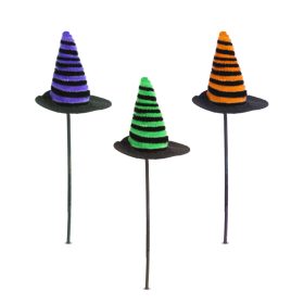   Halloween-i dekoráció szett - boszorkánykalap - leszúrható - 20 x 7 cm - 3 db / csomag