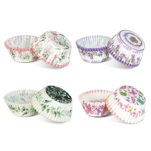 Muffin papír szett - tavaszi 100 db (25 x 4 szín) - 7 x 5 x 3,2 cm