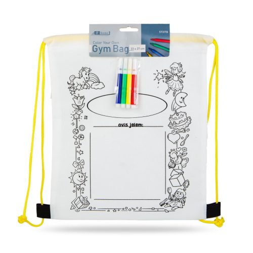 Színezhető tornazsák - 4 filccel - 33 x 27 cm