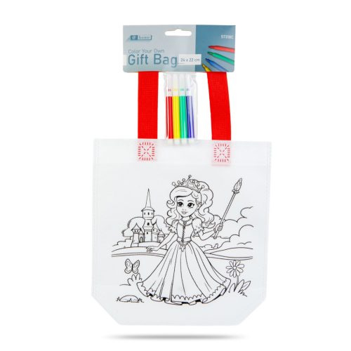 Színezhető ajándéktáska - 4 filccel - 24 x 22 cm - 2 féle